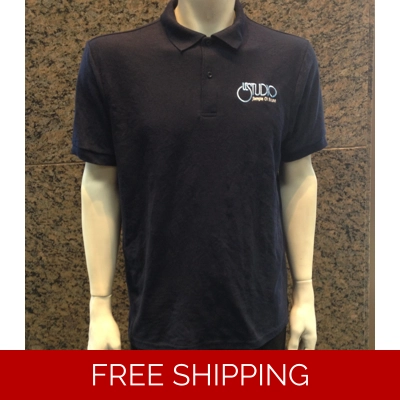 Le Studio Polo Navy Shirt Embroidered Front Logo